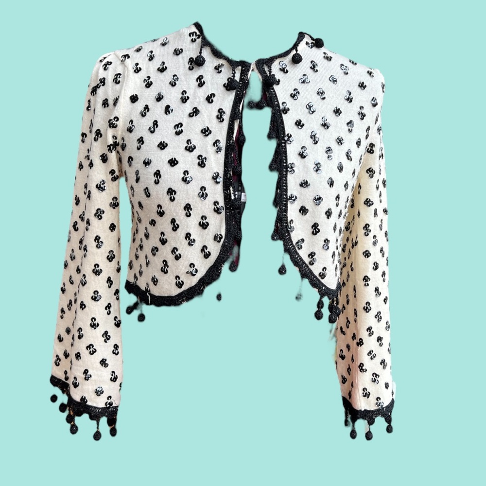 Y2K Nanette Lepore cropped cardigan with bead details size XS